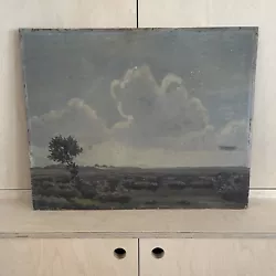 Buy Antique Oil Painting Landscape Scene With Heather And Clouds Sky - Signed • 160£