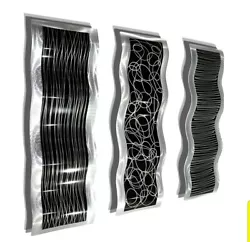 Buy Set Of 3 Large Metal Art Wave Sculptures Modern Art Black/Silver Art Jon Allen • 296.84£