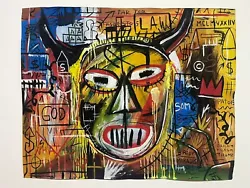 Buy Jean Michel Basquiat Painting On Paper (Handmade) Signed And Stamped Mixed Medi • 1,578.72£