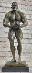 Buy Abstract Bronze Muscle Man Flexing Sculpture Nude Male Fitness Model Muscular • 377.05£