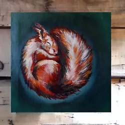 Buy Red Squirrel Realistic Acrylic Painting On Canvas, Hand Painted Wildlife Artwork • 40£
