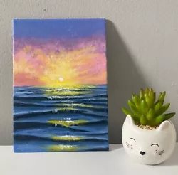 Buy Acrylic Canvas Painting Seascape Sunset Landscape Ocean Waves Original • 14£