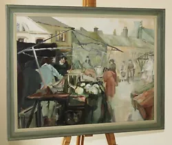 Buy J NICHOLSON (20th Century) Oil Painting Fruit & Vegetable Stall In Market Scene • 275£