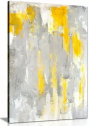 Buy Contemporary Abstract Grey & Yellow Painting Canvas Wall Art Picture Print • 11.99£