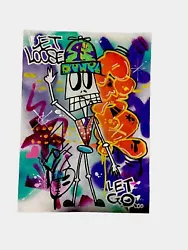 Buy Original Signed Graffiti Pop Art  Rare Painting Pino A3 Card Mr Brainwash Pino • 80£