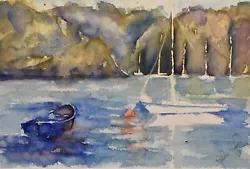Buy Gordon Couch Original Watercolour Painting Waterside Scene Cornwall Cornish Art • 49£