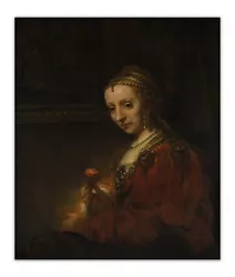 Buy REMBRANDT Woman With A Pink Flower 1600's PORTAIT PREMIUM Print Poster 17x20  • 19.84£