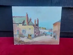 Buy Antique Oil Painting On Board, Seaside/Southern Town, Unframed • 15£