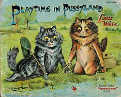 Buy Louis Wain Cats Fishing Fun Cat Painting Hoffman Real Canvas Art Print • 11.84£