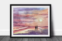 Buy Sunset | Original Hand Painted | Watercolour Painting | Landscape | Signed • 16£