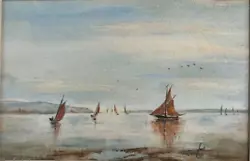 Buy Lovely Vintage Watercolour Painting Sail Sailing  Boats Beach Scene Signed • 30£