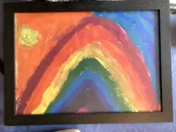 Buy Original Abstract Acrylic Painting - Rainbow  - Framed - New • 4.99£