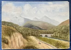 Buy Antique Naive / Folk Watercolour Painting Mountain Scene, George Chance, C.1880 • 8£