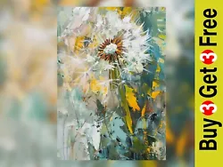 Buy Lively Dandelion Abstract Impasto Floral Painting Print 12 X8  On Matte Paper • 9.99£