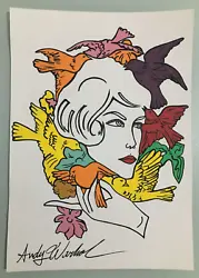 Buy Andy Warhol Hand Signed. 'hand, Face And Birds'. Watercolor On Paper. Pop Art • 24.88£