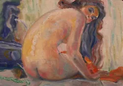 Buy Aceo Oil Painting Hand Made 3,5 X2,5  Original Taking A Bath Naked Woman Nu Girl • 6.64£