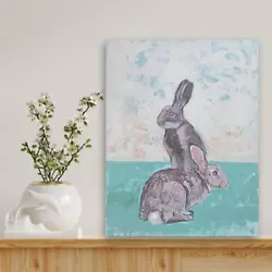 Buy ORIGINAL Acrylic Picture Painting Painting Art Modern UNIQUE Art Animals Easter Bunny • 42.82£