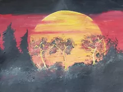 Buy Sunset Painting  Original Signed Size A4 Original Trees Sky Scene • 12.99£