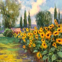 Buy Sunflowers Paintings Original Landscape Art Oil On Canvas  Impressionism Art • 708.75£