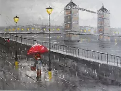 Buy London Large Oil Painting Canvas British English Tower Bridge Cute Bear Art • 23.95£