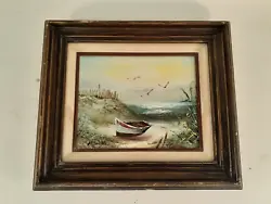 Buy Vintage Oil On Canvass, Boat On The Beach, Signed H Gailey, 16  X 14  • 40.52£