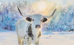 Buy Cow Bright Winter Snow Canvas Print Picture Modern Scottish Wall Art 30 X20  • 24.98£