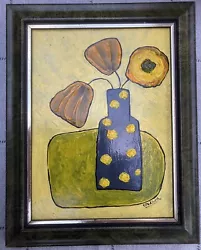 Buy Original Naive Oil Painting On Board Signed Framed „Flowers” • 54.99£