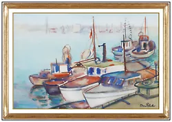 Buy Donna Schuster Original Watercolor Painting Signed Boat Nautical Harbor Artwork • 3,765.39£