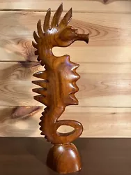 Buy Vintage Hand Carved Polished Seahorse Wooden Sculpture • 30£