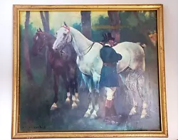 Buy 'awaiting The Return' Horses Painting • 39.99£