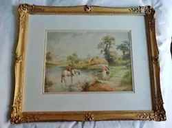 Buy Beautiful Antique Romantic Painting Of A Couple By The Riverside • 195£