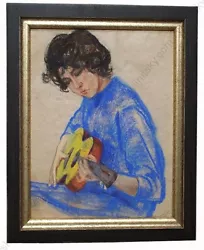 Buy Valentin Lisenkov (b.1938)  Guitar Player , Pastel, 1964 • 327.20£