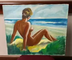 Buy Original Karl Larsen Signed Danish Oil Painting On Stretcher 20x24 Nude On Beach • 7,498.91£