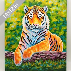 Buy Tiger Acrylic Painting Original On Canvas Tiger Wall Art Colorful Tiger Art • 115.76£