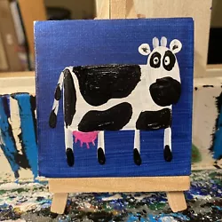 Buy Cow Original Painting On Canvas 3/3 Animals,artwork,mini,small, • 8.30£