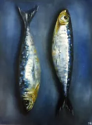 Buy Fish On A Dish. Original Oil Painting On Stretched Canvas 40x30cm • 80£