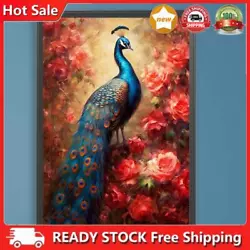 Buy Paint By Numbers Kit On Canvas DIY Oil Art Red Flower Peacock Home Decor 40x60cm • 8.27£