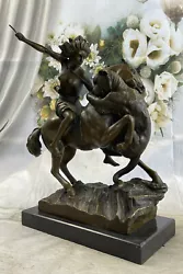 Buy Handcrafted Detailed Nude Warrior Girl On Horse Bronze Sculpture Marble Statue • 552.35£