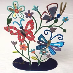 Buy Hamsa Cut Metal Sculpture Hand Painted By Emanuel Floral Flower Butterfly Art • 26.86£