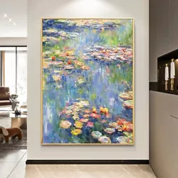 Buy Ya2491 Monet Style Oil Painting Water Lilies Hand-painted Art Copy 90cm Unframed • 39.90£
