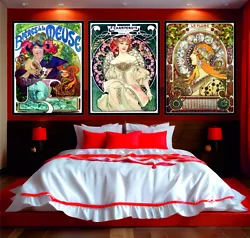 Buy Alphonse Mucha Paintings Art Nouveau Poster Wall Art Print Set Of 3 • 199£