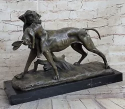 Buy Labrador Retriever Hunting Dog Bronze Marble Sculpture SIGNED P Leccourtie Sale • 444.25£