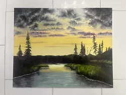 Buy Original Sunset Landscape Oil Painting On Canvas. 16” X 20” • 283.50£