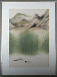 Buy Chinese 20th Century Watercolour - Cranes In The Mountains • 99£