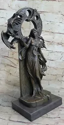 Buy Erotic Lady In Sexy Outfit Standing Holding A Dragon Bronze Sculpture Hot Cast • 631.37£