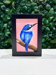 Buy Kingfisher Bird Oil Painting- Original  FRAMED Realism Yellow Wildlife Art Decor • 60£