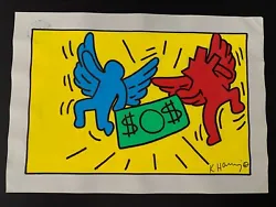 Buy Keith Haring Signed Abstract Painting On Paper - Angels, Money  11.5” X 8.5” • 393.59£