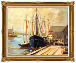 Buy Emile A Gruppe Original Oil Painting On Canvas Gloucester Harbor Dock Signed Art • 7,083.51£