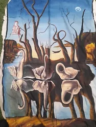 Buy Large Hand Painted Fabric Depicting Copy Of Dali Painting 64 Inches By 36 Inches • 35£