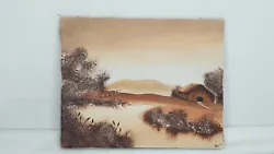 Buy Original Landscape Painting 10x8 Bob Ross Style Amateur Lake Trees Barn Mountain • 22.39£
